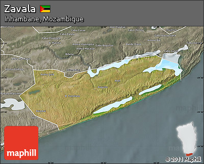 Satellite Map of Zavala, semi-desaturated