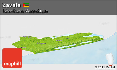 Physical Panoramic Map of Zavala, single color outside