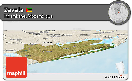 Satellite Panoramic Map of Zavala, shaded relief outside
