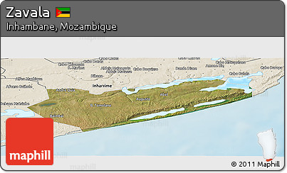 Satellite Panoramic Map of Zavala, shaded relief outside