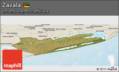 Satellite Panoramic Map of Zavala, shaded relief outside