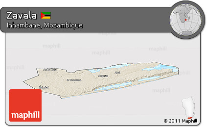 Shaded Relief Panoramic Map of Zavala, cropped outside