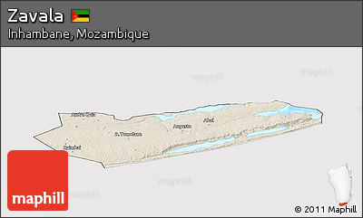 Shaded Relief Panoramic Map of Zavala, cropped outside