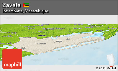 Shaded Relief Panoramic Map of Zavala, physical outside