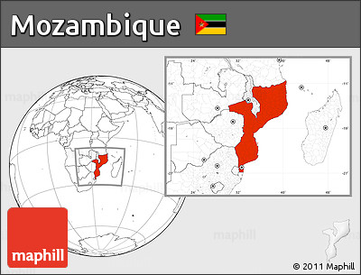 Blank Location Map of Mozambique
