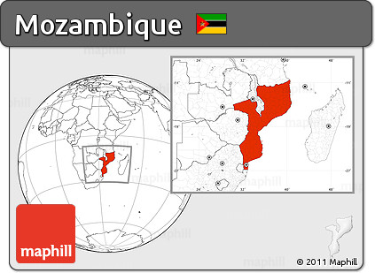 Blank Location Map of Mozambique