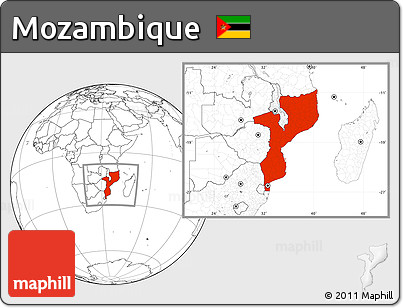 Blank Location Map of Mozambique