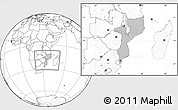 Gray Location Map of Mozambique, blank outside