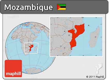 Gray Location Map of Mozambique