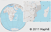 Gray Location Map of Mozambique, lighten, desaturated, land only