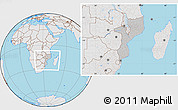 Gray Location Map of Mozambique, lighten, semi-desaturated, land only