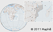 Gray Location Map of Mozambique, lighten, semi-desaturated