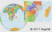 Gray Location Map of Mozambique, political outside