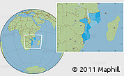 Political Location Map of Mozambique, savanna style outside