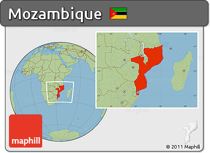 Savanna Style Location Map of Mozambique
