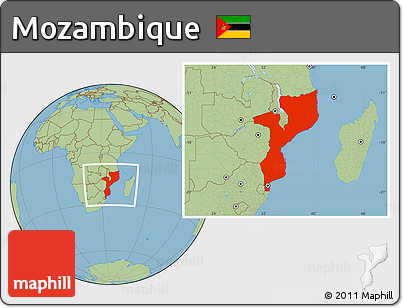 Savanna Style Location Map of Mozambique