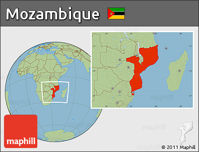 Savanna Style Location Map of Mozambique