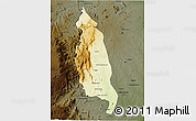 Physical 3D Map of Barue, darken