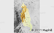 Physical 3D Map of Barue, desaturated