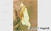 Physical 3D Map of Barue, satellite outside