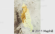 Physical 3D Map of Barue, semi-desaturated