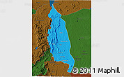Political 3D Map of Barue, darken
