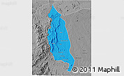 Political 3D Map of Barue, desaturated