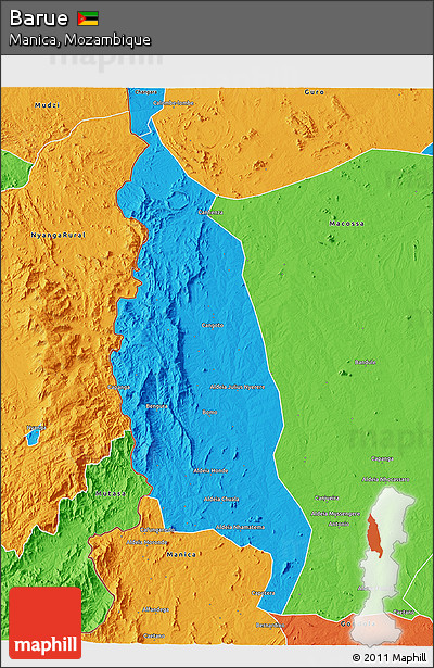 Political 3D Map of Barue