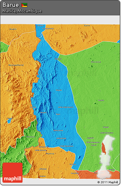 Political 3D Map of Barue