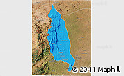 Political 3D Map of Barue, satellite outside