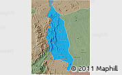 Political 3D Map of Barue, semi-desaturated