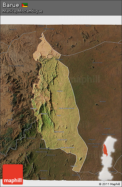 Satellite 3D Map of Barue, darken