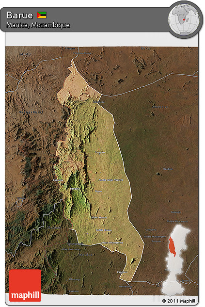 Satellite 3D Map of Barue, darken