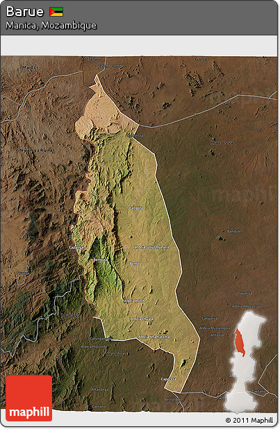 Satellite 3D Map of Barue, darken