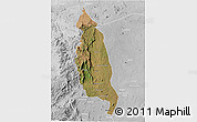 Satellite 3D Map of Barue, lighten, desaturated