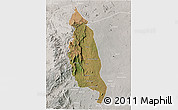 Satellite 3D Map of Barue, lighten, semi-desaturated