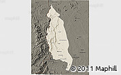 Shaded Relief 3D Map of Barue, darken
