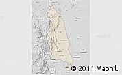 Shaded Relief 3D Map of Barue, desaturated
