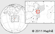 Blank Location Map of Barue, highlighted country, within the entire country
