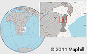 Gray Location Map of Barue, highlighted country, highlighted parent region