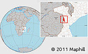Gray Location Map of Barue, highlighted country