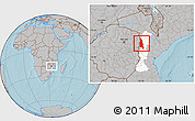 Gray Location Map of Barue, highlighted parent region, hill shading