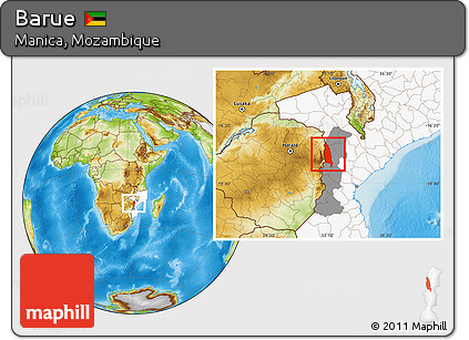 Physical Location Map of Barue, highlighted country, highlighted parent region