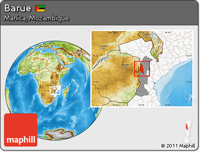 Physical Location Map of Barue, highlighted country, highlighted parent region