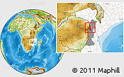 Physical Location Map of Barue, highlighted country, highlighted parent region