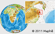 Physical Location Map of Barue, highlighted country