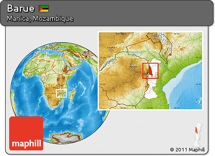 Physical Location Map of Barue, highlighted parent region