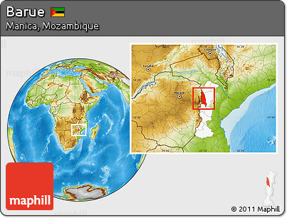 Physical Location Map of Barue, highlighted parent region