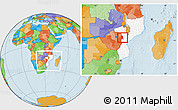 Political Location Map of Barue, highlighted country, within the entire country