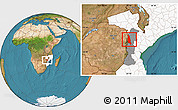 Satellite Location Map of Barue, highlighted country, highlighted parent region